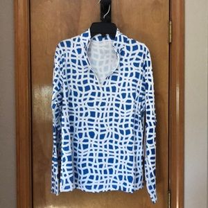 long sleeve golf and tennis zipper pull over Gottex technology